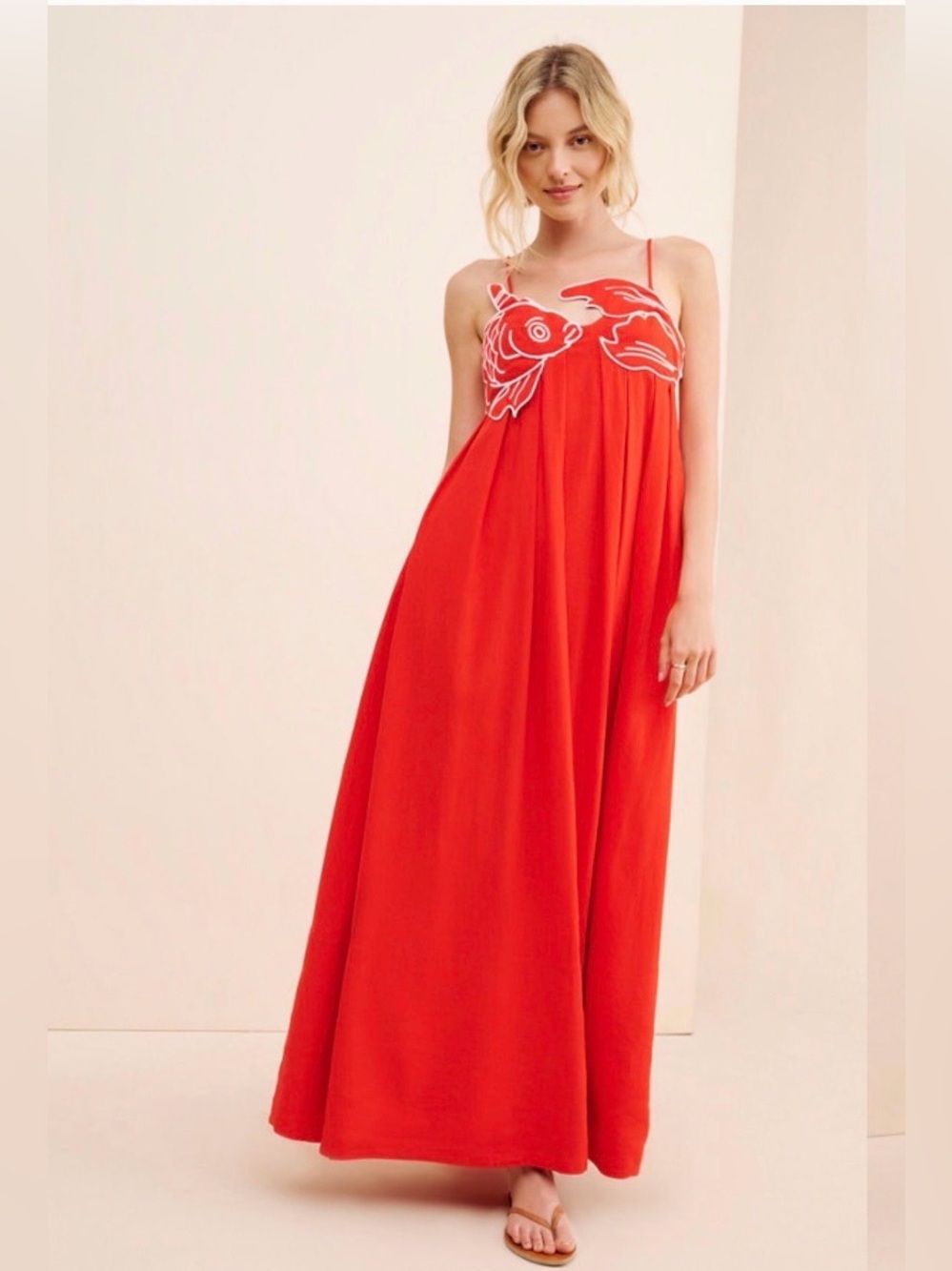 Farm Rio Red Fish Top Maxi Dress